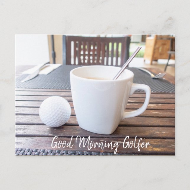 Bra Morgongolfer med golf boll och kaffekort Vykort (Framsida)