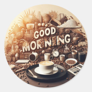 Bra Morgonkaffe Runt Klistermärke