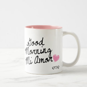 Bra morgonMi-kärlek! Med rosa hjärta Två-Tonad Mugg
