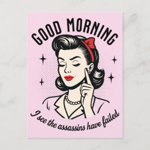 Bra Morgonmord Misslyckats Retro Humor Helg Vykort