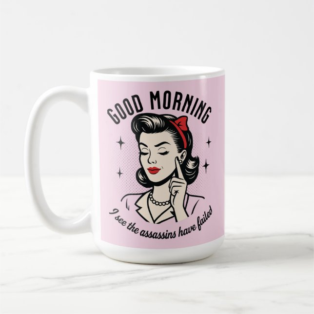 Bra Morgonmord Misslyckats Retro Humor Kaffemugg (Vänster)