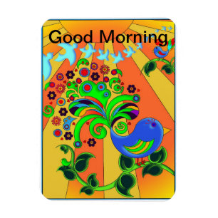 Bra morgonsoluppgång med fågeln magnet