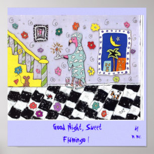 Bra natt söt Flamingo! Poster