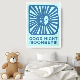 Bra Nattbomull Cute Måne Nursery Room Art Poster