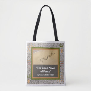 Bra News of Peace - White Tote Bag w Black Handle Tygkasse