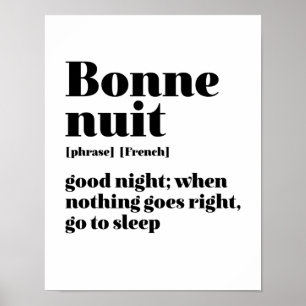 Bra  Night Bonne Nuit - inspirerande Fransk Poster