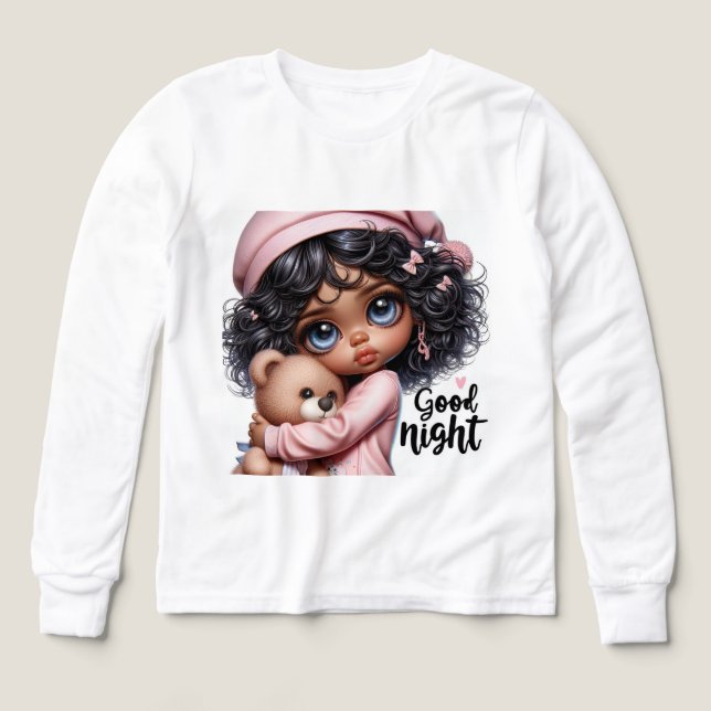Bra Night, Doll with Nalle, av Natasha Us T Shirt (Design framsida)