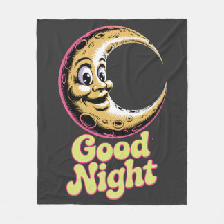 Bra Night Retro Måne Fleecefilt