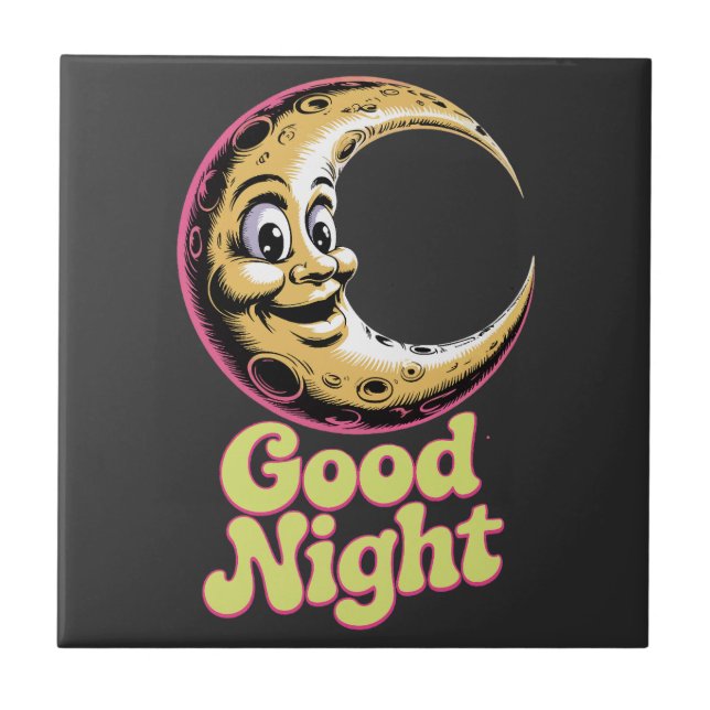 Bra Night Retro Måne Kakelplatta (Framsidan)