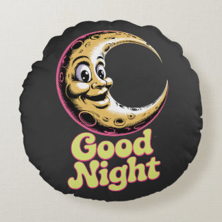 Bra Night Retro Måne Rund Kudde