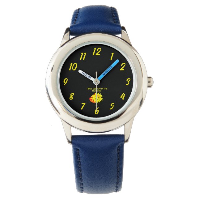 Bra Night Sol Kids Blue Leather Watch Armbandsur (Framsida)