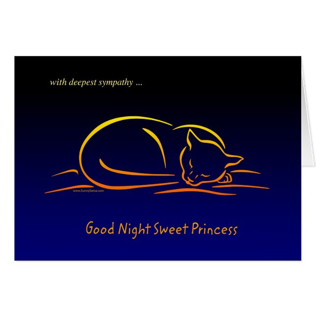 Bra Night Sweet Princess CAT Sympathy Card Hälsningskort (Framsidan Horizontal)