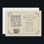 Bra öl med inbjudan till vänner<br><div class="desc">En rustisk inbjudan med en vintage mugg öl med ord "Bra öl med vänner" och ett dekorativt ram. Välpassad för födelsedagsfirande, grattisar för säljfrämjande åtgärder, reklamfester med mera. (FP) Kortet är enkelt att anpassa med din ordalydelse, ditt teckensnitt, färg, pappra formalternativ och val av sex pappra typer. Vita kuvert medföljer....</div>