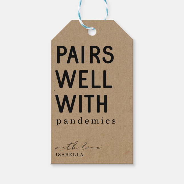 Bra par bra med Pandemics Vin Gift-Märkre Presentetikett (Framsidan)