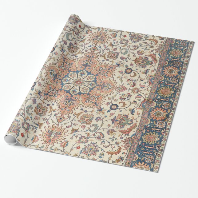 Bra Persia Tabriz Blue Rust Orange  Presentpapper (Utrullad)