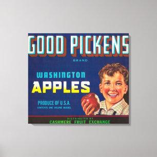 Bra Pickens Apple etikett - Cashmere, WA Canvastryck