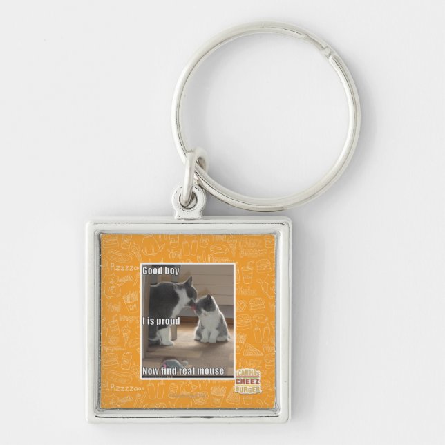Bra pojke fyrkantig silverfärgad nyckelring (Framsidan)
