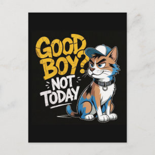 Bra Pojke Inte Idag Rolig Katt Illustration Helg Vykort