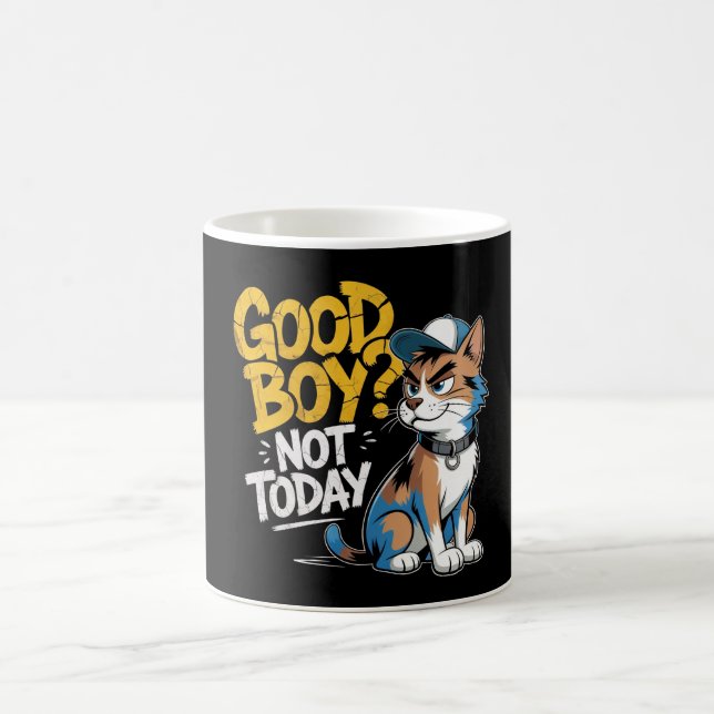 Bra Pojke Inte Idag Rolig Katt Illustration Kaffemugg (Center)