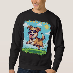 Bra Pojke Pixel Valp Retro Speldesign Lång Ärmad Tröja