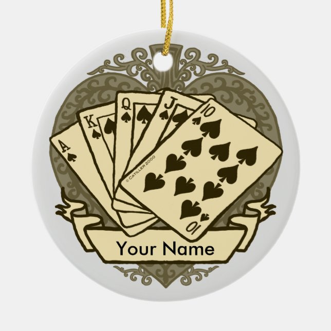 Bra Poker Hand prydnad Julgransprydnad Keramik (Framsidan)
