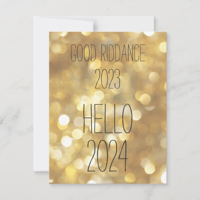 Bra Riddance 2021, Hej 2022 Guld Glam New Year Julkort (Framsida)