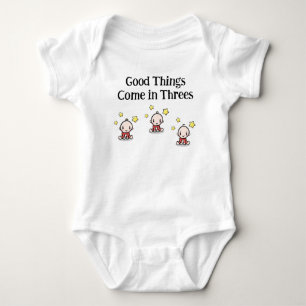 Bra Sak Kom in Threes, Triplet Spädbarn Gift, T Shirt