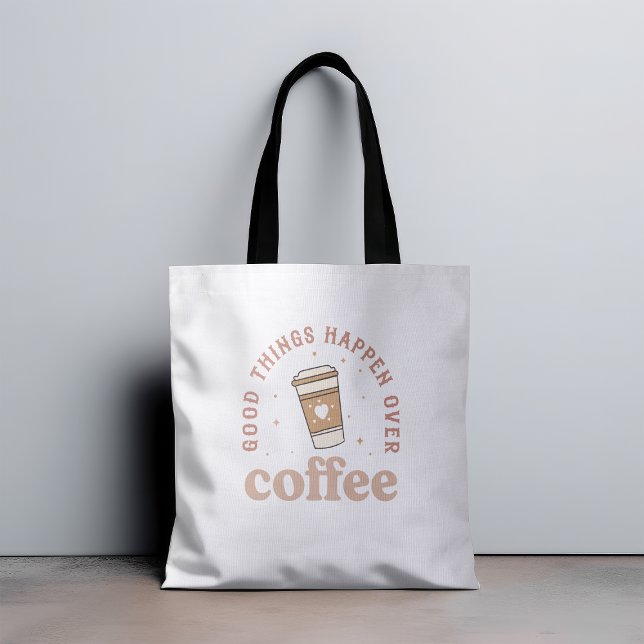 Bra Sak sker över kaffe i Kärlek-kaffet Lustigt. Tygkasse (Skapare uppladdad)