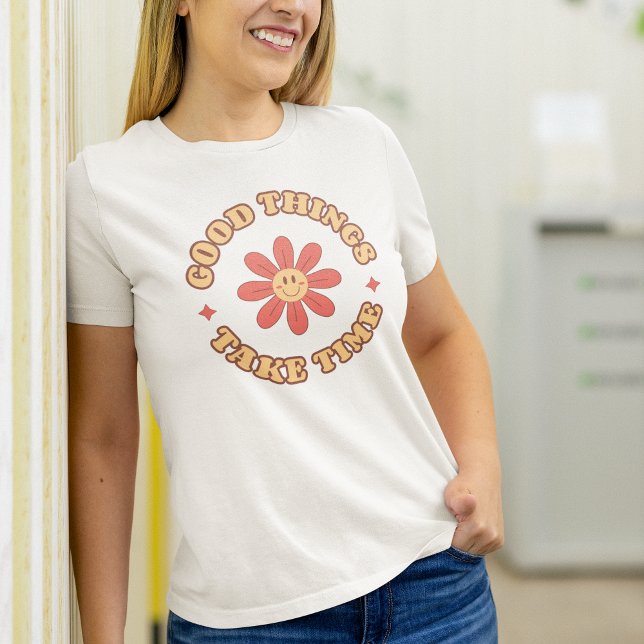 Bra Sak: Ta tid för retro-inspirerande positiv T Shirt (Skapare uppladdad)