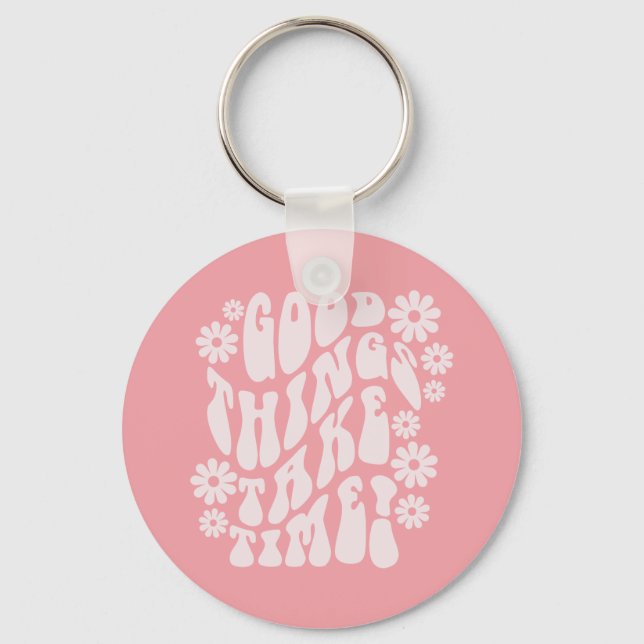 Bra Sak Ta tid Retro Flowers Nyckelring (Framsida)