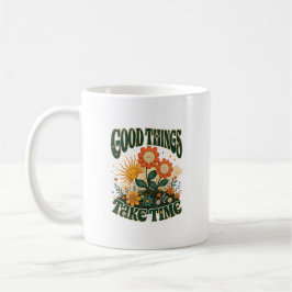 Bra Saker Tar Tid Retro Floral Boho Kaffemugg