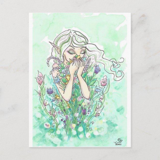 Bra Scents Flower blommigt Fairy Fantasy Art Print Vykort (Framsida)