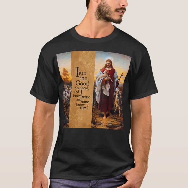 Bra Shepherd Art Painting John 10 Plockhorst Jesu T Shirt (Framsida)
