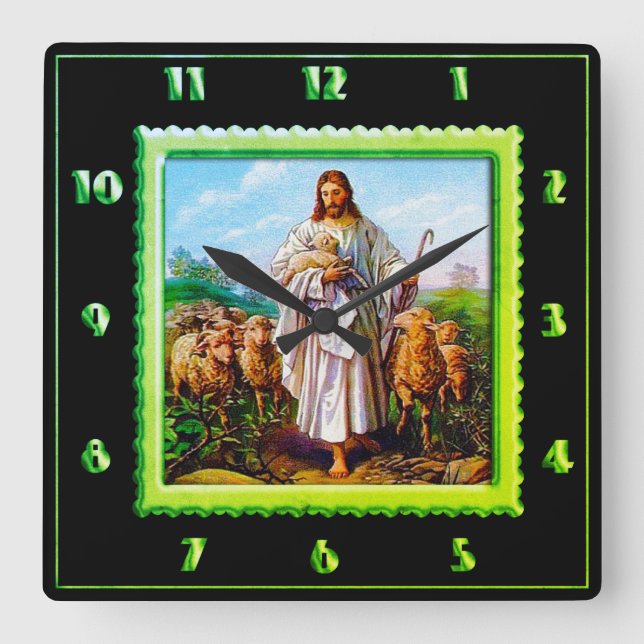 Bra Shepherd Grönt Square Clock Fyrkantig Klocka (Framsida)