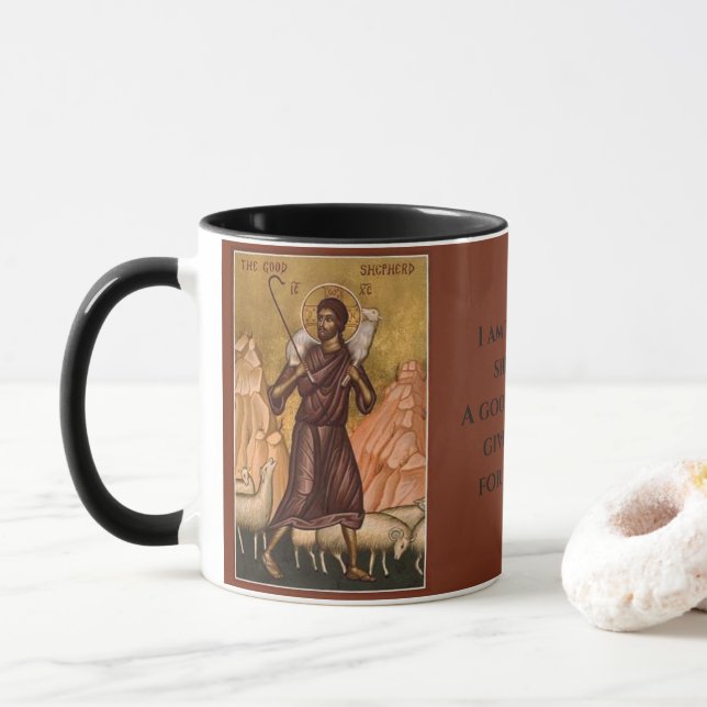 Bra Shepherd Icon l ortodox Faith, redigerbar Mugg (Med munk)