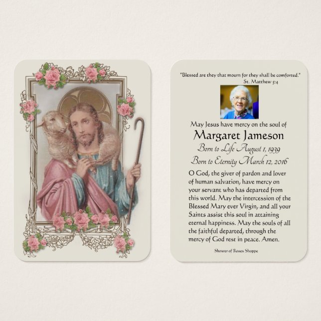 Bra Shepherd Jesus Funeral Heliga Card - Visitkort (Framsida & baksida)