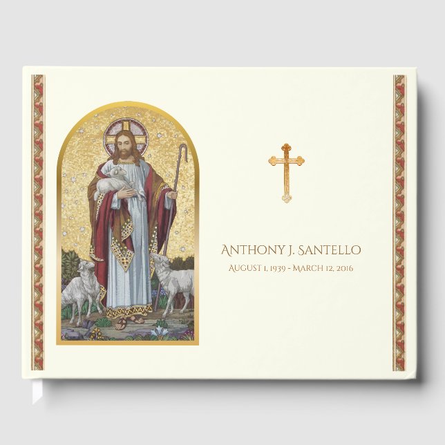 Bra Shepherd Jesus Funeral Memorial Guest Bok (Framsida)