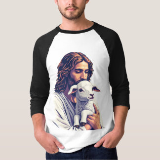 Bra Shepherd: Jesus med Lamb Raglan T-Shirt