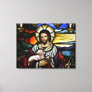 Bra Shepherd, Jesus på nedfläckad glas Canvastryck