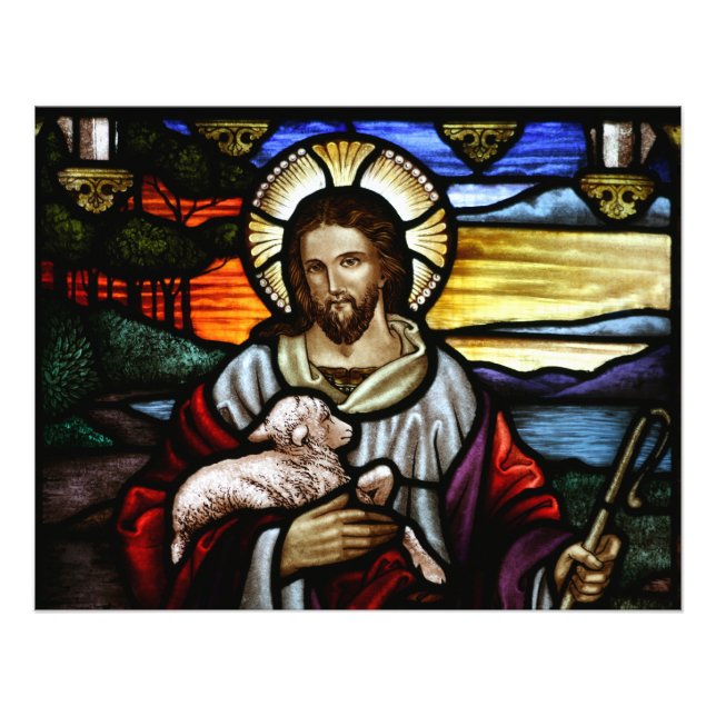 Bra Shepherd, Jesus på nedfläckad glas Fototryck (Framsidan)