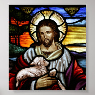 Bra Shepherd, Jesus på nedfläckad glas Poster