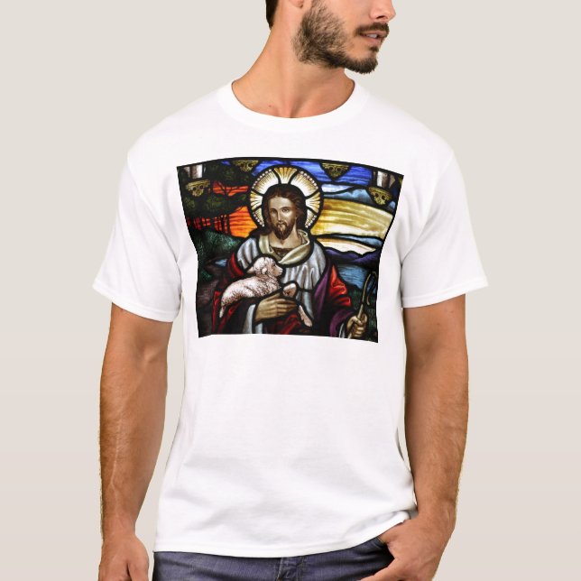 Bra Shepherd, Jesus på nedfläckad glas Tee Shirt (Framsida)