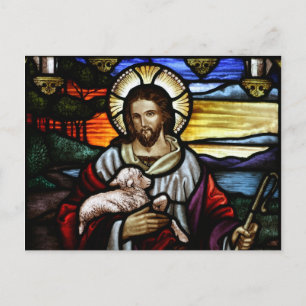 Bra Shepherd. Jesus på nedfläckad glas Vykort