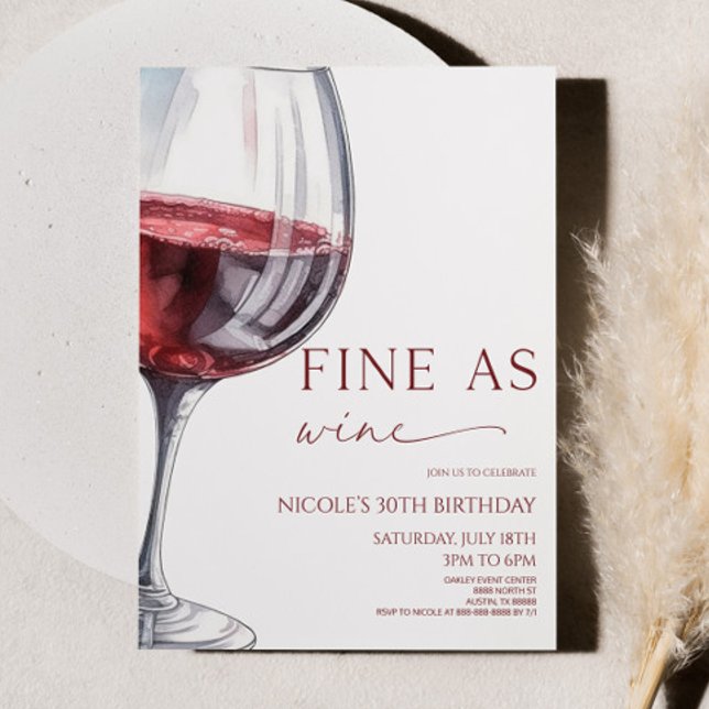 Bra som Vin Elegant Red Vin Födelsedagsfest Inbjudningar (Skapare uppladdad)