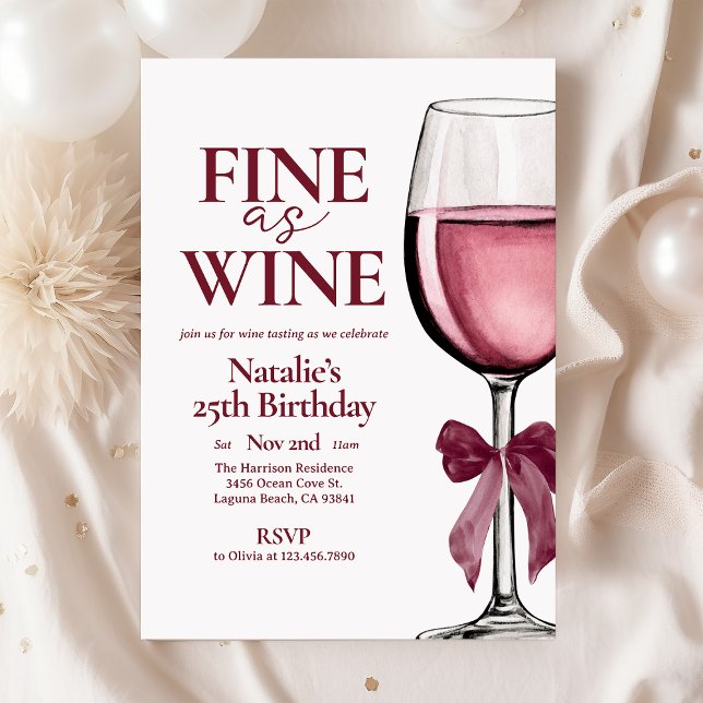 Bra som Vin Elegant Vin Tasting Vino Birthday Inbjudningar (Skapare uppladdad)