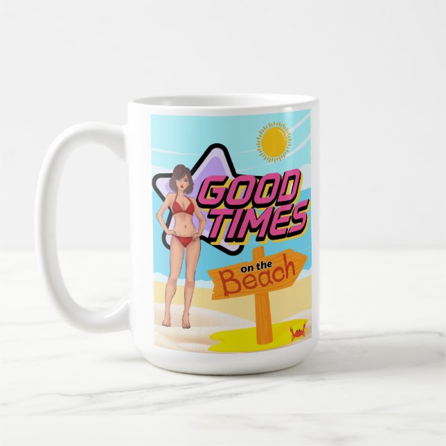 bra strand semester på stranden kaffemugg (Vänster)