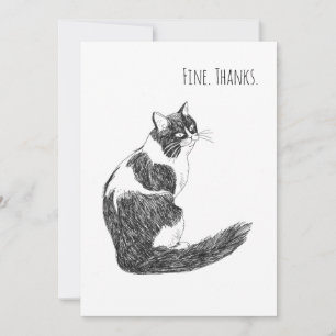 Bra. Tack. Roligt Katt Minimalistiskt Tackkort Tack Kort