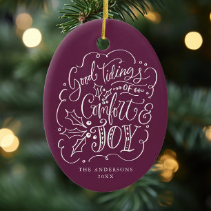 Bra Tidings of Comfort & Joy Lila Photo Julgransprydnad Keramik