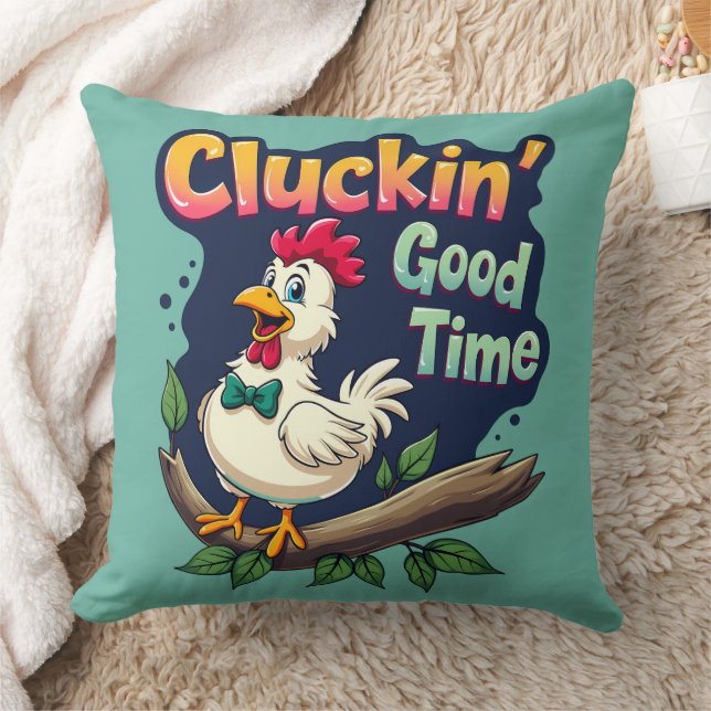 Bra Time Funny Chicken Illustration Kudde (Filt)