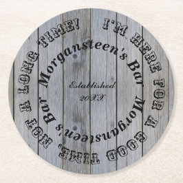 Bra Time Wood look Pub eller Man Cave Namn Underlägg Papper Rund